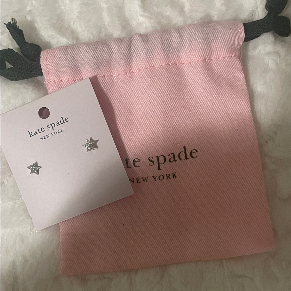 Kate Spade Silver Star Earrings with Pink Bag